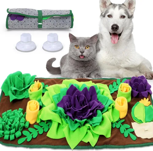 CiyvoLyeen Tapete de olfateo para perros y gatos pequeños y medianos, 30.7 x 15.7 pulgadas, juego de enriquecimiento de rompecabezas para