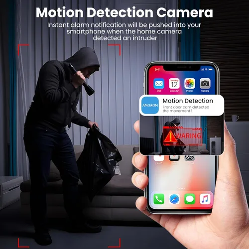 Miniatura 4 de AMOROM Paquete de 2 cámaras de seguridad con cable 1080P para interiores, cámaras interiores para el hogar, para perros, gatos, mascotas, niñeras
