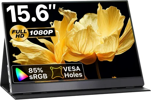 VisionOwl Monitor portátil de 15.6 pulgadas 1080P FHD 85% sRGB segunda pantalla, USB-C HDMI HDR FreeSync Monitor de viaje para laptop, PC, MacBook