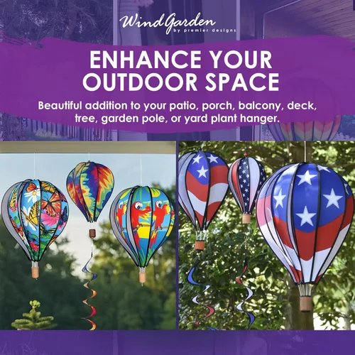 Miniatura 5 de Globo de aire caliente colgante de jardín giratorio de 12 pulgadas – Diseño de estrella vibrante, decoración al aire libre resistente a