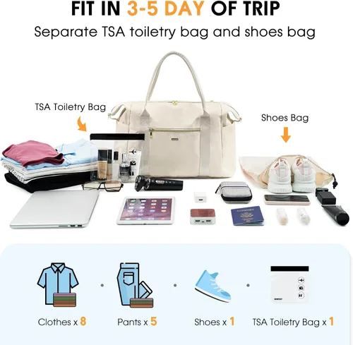 Miniatura 7 de WANDF Para Spirit Airlines - Bolsa para artículos personales de 18 x 14 x 8 pulgadas debajo del asiento con bolsillo para ropa húmeda