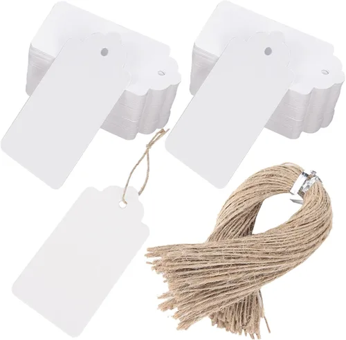 Miniatura 9 de SallyFashion 100 etiquetas de regalo con cuerda adjunta, etiquetas colgantes de papel kraft de 1.7 x 2.8 pulgadas para ropa, manualidades, boda, 100