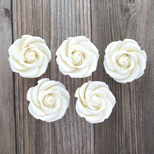 Miniatura 5 de Global Sugar Art Rebecca Rose Sugar Cake Flowers - Flores blancas de 2 pulgadas, 8 unidades por Chef Alan Tetreault Blanco 2 pulgadas
