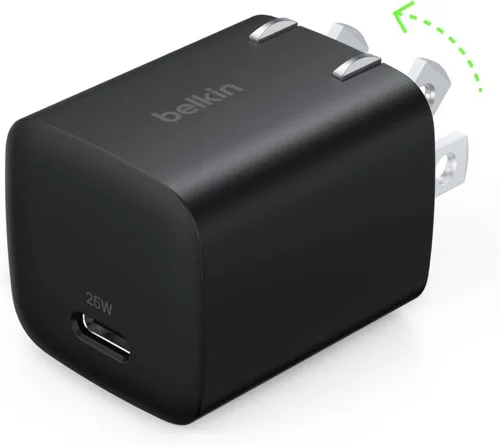 Bloque de Carga USB C Belkin 25W – Carga Súper Rápida PD3.0 PPS - Samsung Galaxy S25, S24, Apple iPhone 17, Air, Pro, Pro Max, AirPods, Apple Watch,