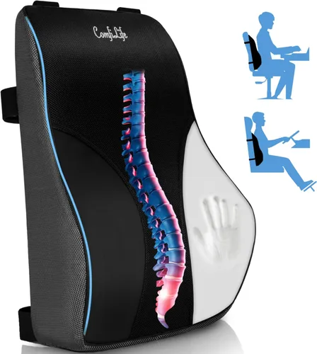 ComfiLife Almohada de apoyo lumbar para silla de oficina – Almohada lumbar de espuma viscoelástica premium – Respaldo para silla de oficina, coche –