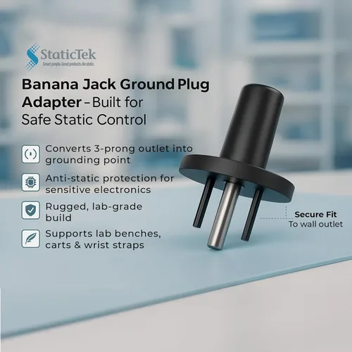Miniatura 2 de Adaptador de Enchufe Negro con Conector Banana Jack, Conexión a Tierra Universal de Salida de 3 Clavijas, Control ESD, Plástico Ligero Irrompible, 2