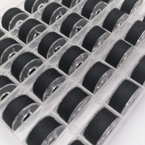 Miniatura 6 de 36 piezas (18 blanco + 18 negro) preenrolladas para hilo de bobina y abrazaderas de bobina, tamaño A clase 15 SA156 compatible con Babylock