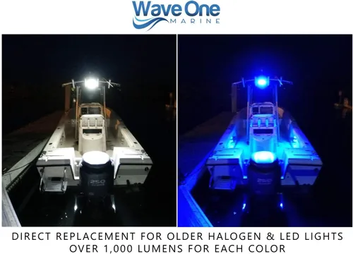 Miniatura 5 de Wave One Marine Luz LED de doble color para esparcidor de barcos, cubierta de luz de inundación, accesorios y soporte inoxidable IP68, impermeable