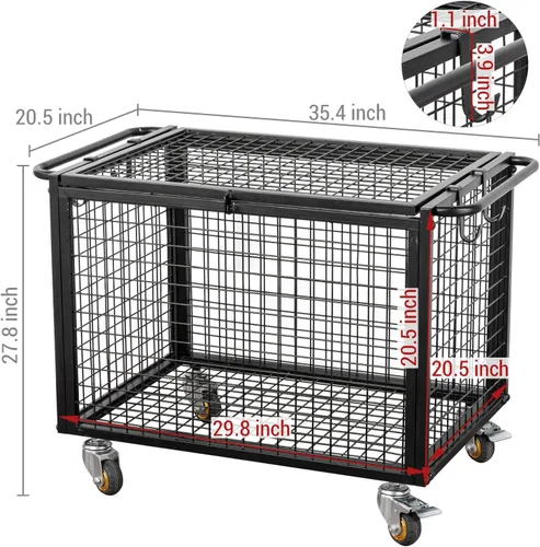 Miniatura 7 de MyGift Carrito de almacenamiento de pelotas deportivas de metal negro para parque infantil, Dodge Ball, baloncesto, pelota de fútbol, canasta