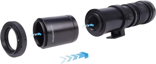 Miniatura 8 de Lente teleobjetivo zoom de 16.535-31.496 in F/8.3-16 con lente teleconvertidor de 2 X y anillo adaptador de montaje T2/T a PK para cámaras K-5 K-7