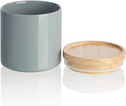 Miniatura 67 de Sweejar Kitchen Canisters - Tarro de cerámica para almacenamiento de alimentos, recipientes apilables con sello hermético y tapa de madera