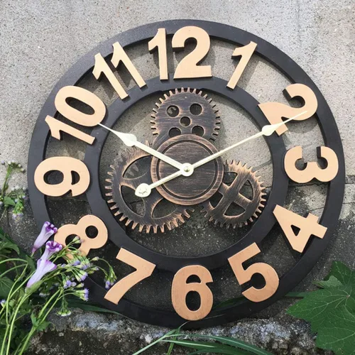 BTZHY Reloj de pared, reloj de pared, esqueleto de metal romano, reloj de pared grande con números de metal, vintage, reloj de pared colgante de