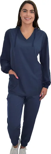 Miniatura 4 de Green Town Ropa quirúrgica para mujer – Sudadera con capucha, 4 bolsillos, ligera, tela elástica, fácil cuidado