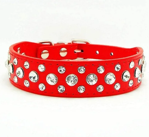 Miniatura 3 de Collar para perro con diamantes de imitación, de piel sintética, con diamantes de imitación, collar de cachorro para mascotas, gatos, color negro