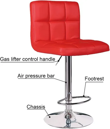 Miniatura 5 de Taburetes de bar ajustables, modernos taburetes de bar giratorios ajustables de piel sintética, sillas hidráulicas de altura con respaldo, juego