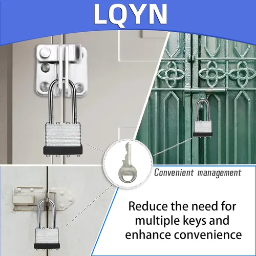 Miniatura 4 de Candado con misma llave, LQYN 6 piezas de candado laminado con llave (1-9/16", 40mm), candados con llave similar, grillete largo, para casillero