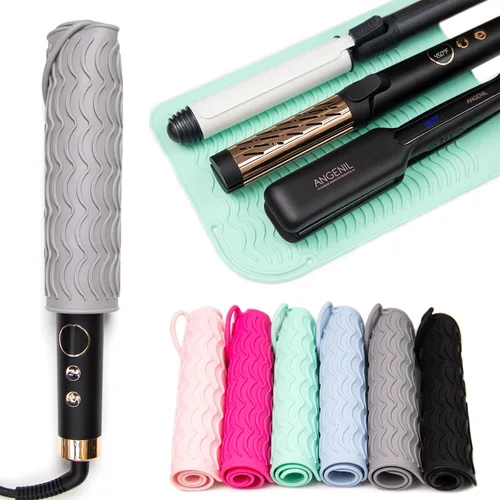 Miniatura 4 de ANGENIL Plancha plana de viaje para alisar el cabello, alfombrilla de calor grande para rizador, alfombrilla de silicona resistente al calor