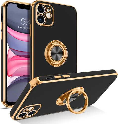 BENTOBEN Funda para iPhone 11 con soporte de anillo de 360°, a prueba de golpes, soporte magnético, soporte magnético, soporte para automóvil, para