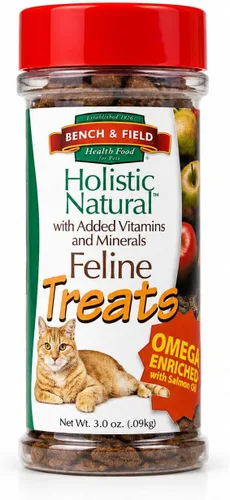 Miniatura 12 de Bench & Field Holistic Natural Healthy Kitty Treats Bocadillos crujientes en forma de pescado Delicioso aperitivo con sabor a mariscos, 3 onzas