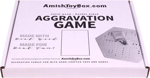Miniatura 9 de Juego de mesa Aggravation (Wahoo), con tablero de madera maciza de roble, doble cara, 16" de ancho