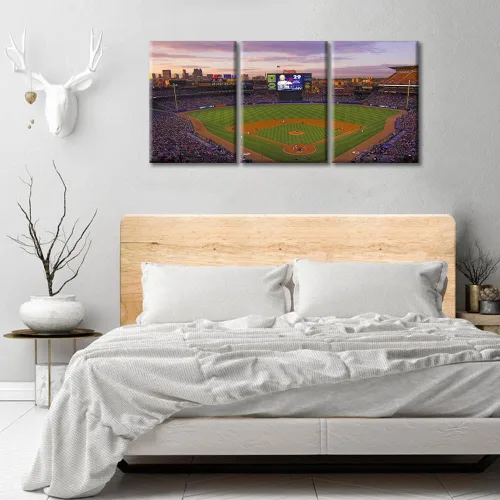 Miniatura 3 de TUMOVO American Major Baseball - Lienzo decorativo para pared, diseño de estadio de los Bravos, 3 piezas, arte de pared de Filadelfia, cuadros
