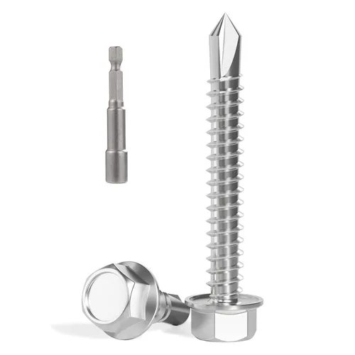 Miniatura 15 de VGBUY 170 tornillos autoperforantes para metal, tornillos autorroscantes de chapa metálica de acero inoxidable 410 #10 x 3/4 pulgadas, tornillos