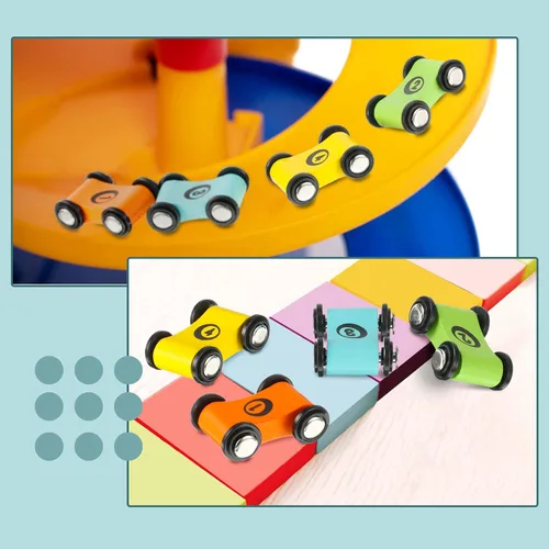 Miniatura 6 de 12 piezas de mini rampa de madera para autos de juguete de pista de carreras para autos de repuesto de pista de carreras, mayores de 6 años, regalo