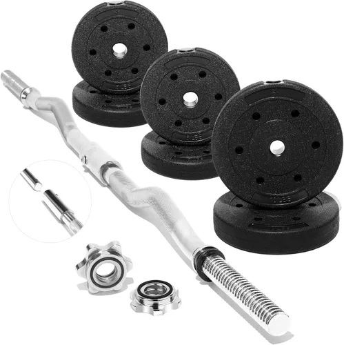 Miniatura 14 de Yes4All Standard Straight Barbell 60" & EZ Curl Bar 47", Capacity 200 to 480 LB, Weight Bar 1" to 2" Diameter - Star Lock Collars, Rubber Ring, I.