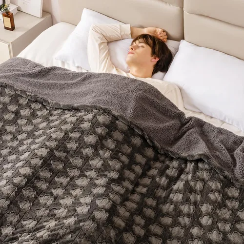 Miniatura 14 de Bearhug - Manta eléctrica de 50 x 60 pulgadas, manta eléctrica con motivos florales grises de pelo sintético y sherpa cálido, temporizador
