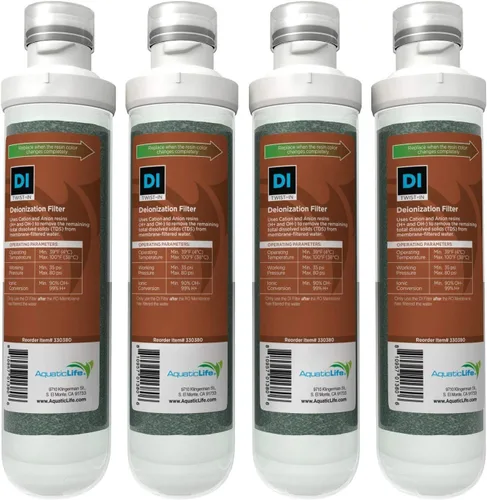 AquaticLife - Cartucho de filtro de resina de desionización que cambia de color de cama mixta para unidades RO/RODI de ósmosis inversa, 4 unidades