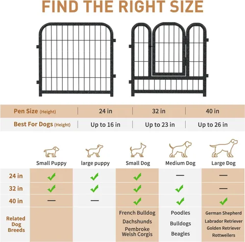Miniatura 2 de Corralito de metal para perros, 24 pulgadas de altura, 16 paneles, valla ideal para perros grandes, medianos y pequeños, para interiores
