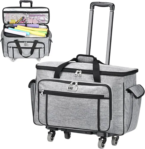 CAB55 Estuche de transporte con ruedas para Cricut Maker 3/Maker 4/Maker/Explore 4/Explore 3/Explore Air 2, bolsa de almacenamiento de doble capa
