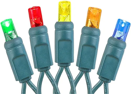Miniatura 3 de Novelty Lights - Juego de mini luces LED de Navidad con 50 luces parpadeantes, multicolor, cable verde, 25 pies