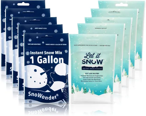 Miniatura 6 de Let it Snow and SnoWonder - Polvo de nieve instantáneo para slime y decoraciones navideñas, mezcla de nieve artificial que hace 2 galones de nieve