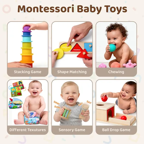 Miniatura 3 de Juguetes Montessori para bebés de 6 a 12 meses, para niños de 1 año, juguete sensorial 8 en 1 para niños de 12 a 18 meses, juguetes de desarrollo
