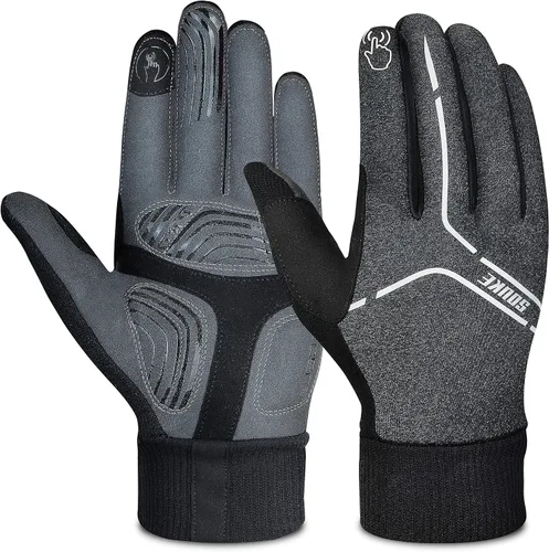 Souke Sports Guantes de ciclismo de invierno para hombres y mujeres, guantes acolchados para pantalla táctil, resistentes al agua, resistentes al