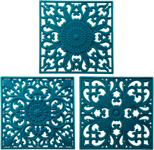 Miniatura 9 de Salvamanteles de silicona para platos calientes, ollas y sartenes, tapete de salvamanteles tallado multiusos, tapetes de silicona aislados