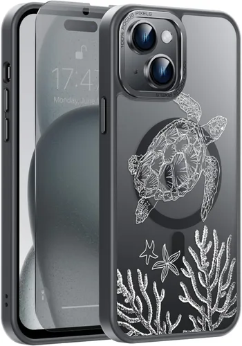 Miniatura 74 de Goodon Funda para iPhone 17 Pro con protector de pantalla de privacidad, compatible con Magsafe, a prueba de golpes, translúcida mate, bonita funda