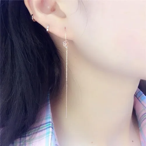 Miniatura 5 de SAGEKING 2024 New 585 Purple Gold Plated 14K Rose Gold Hollow Flower Earrings For Women Classic Light Luxury Ear Line Party Jewelry Gift Fashion