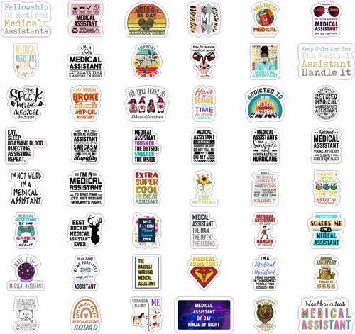 Miniatura 4 de BulbaCraft 100 piezas de pegatinas divertidas de asistente médico, regalos de asistente médico para mujeres y hombres, regalos para mujeres