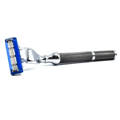 Miniatura 3 de Parker - Maquinilla de afeitar de metal 42M en gris grafito, compatible con 3 cuchillas Mach - Acepta todos los repuestos de cartuchos Gillette®