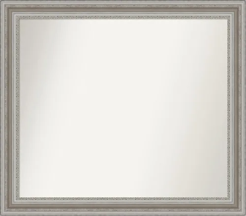 Miniatura 420 de Amanti Art Espejo de baño plateado para sobre el fregadero, 26 x 26 pulgadas, espejo cuadrado de plata antigua, marco de madera tradicional mediano