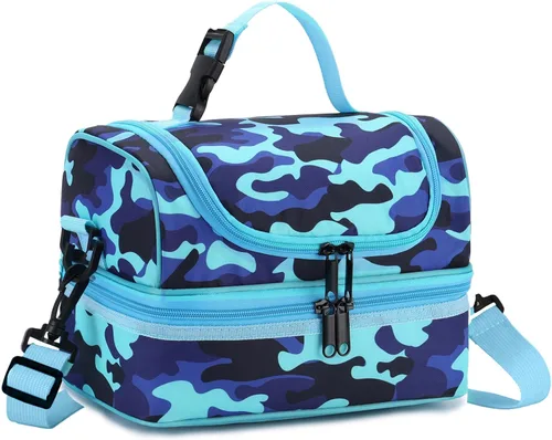 Miniatura 18 de VASCHY - Lonchera para niños, bolsas de almuerzo aisladas de dos compartimentos para niños y niñas con correa para el hombro para la escuela