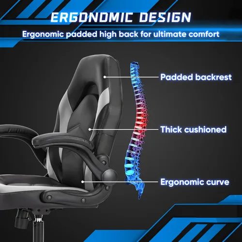 Miniatura 3 de NEWBULIG Silla de escritorio para computadora y juegos - Soporte lumbar ergonómico grande y alto con reposabrazos abatibles y ruedas giratorias