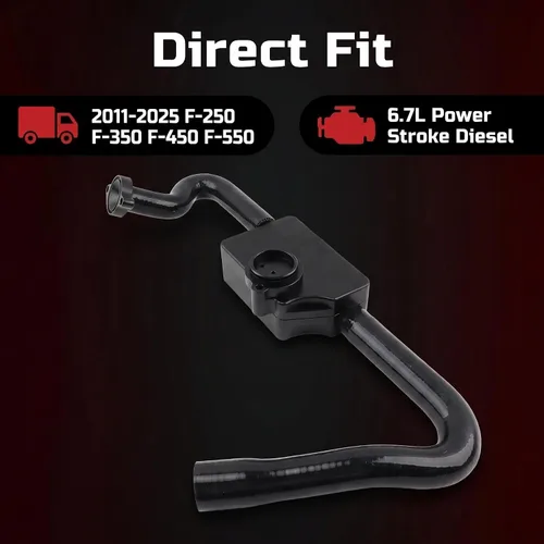 Miniatura 3 de Separador de aceite apto para Ford F250 F350 F450 Super Duty 6.7L V8 Power Stroke Diesel OE# DC3Z6A785C, FC3Z6A785F, PC3Z6A785A, aluminio