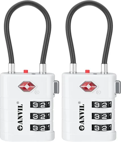 ANVIL Cerraduras de equipaje aprobadas por la TSA - Cerraduras de viaje combinadas TSA008 de alta seguridad con indicador de inspección para maletas