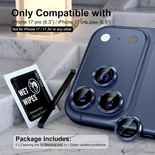 Miniatura 2 de Choiche Compatible para iPhone 17 Pro/iPhone 17 Pro Max Protector de Lente de Cámara, Protector de Pantalla de Cubierta de Cámara de Vidrio Templado