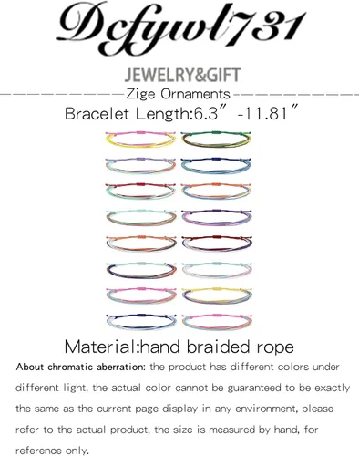 Miniatura 6 de Dcfywl731 16 pulseras onduladas de cuerda para adolescentes y niñas, coloridas hechas a mano, trenzadas, pulseras de amistad, pulseras bohemias