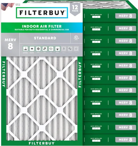 Miniatura 63 de Filterbuy - Filtro de aire de 16 x 25 x 1 pulgadas, MERV 8, Defensa Esencial contra el Polvo y las Alergias (paquete de 12), Filtros plisados