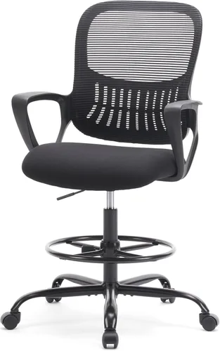 Miniatura 8 de DUMOS Silla de dibujo, silla de escritorio de oficina alta ajustable en altura con reposabrazos fijos y cómodo soporte lumbar para escritorio